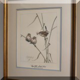 A13. Framed long-billed marsh wren print. 
